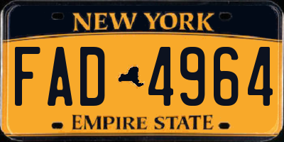 NY license plate FAD4964