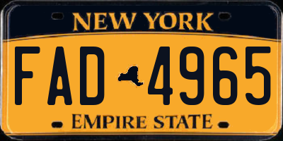 NY license plate FAD4965