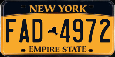 NY license plate FAD4972