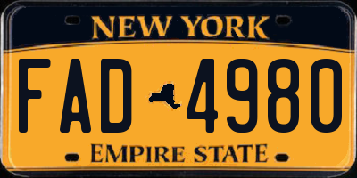 NY license plate FAD4980