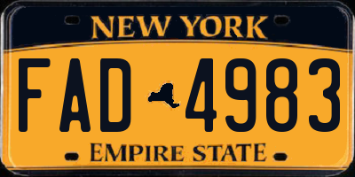 NY license plate FAD4983