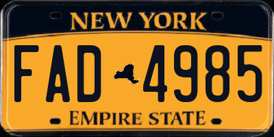 NY license plate FAD4985