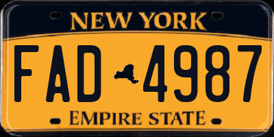 NY license plate FAD4987