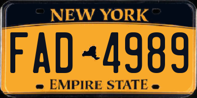 NY license plate FAD4989