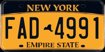 NY license plate FAD4991