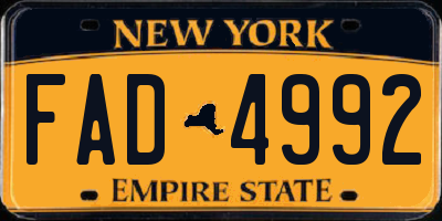 NY license plate FAD4992