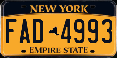 NY license plate FAD4993