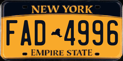 NY license plate FAD4996