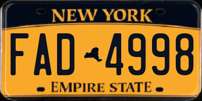 NY license plate FAD4998