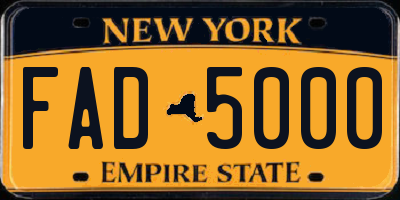 NY license plate FAD5000