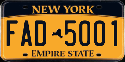 NY license plate FAD5001