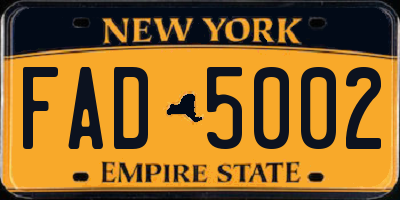 NY license plate FAD5002