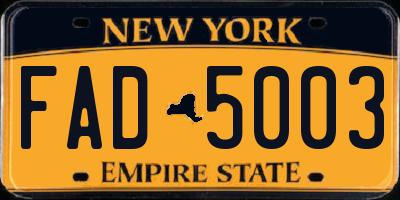 NY license plate FAD5003