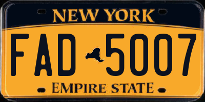 NY license plate FAD5007