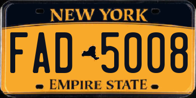 NY license plate FAD5008