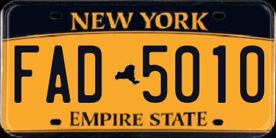 NY license plate FAD5010