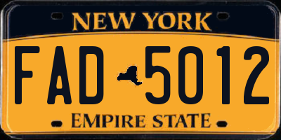 NY license plate FAD5012