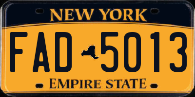 NY license plate FAD5013