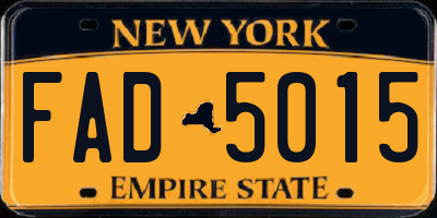 NY license plate FAD5015