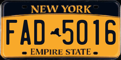 NY license plate FAD5016