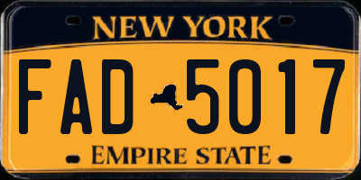 NY license plate FAD5017