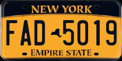 NY license plate FAD5019