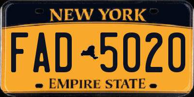 NY license plate FAD5020