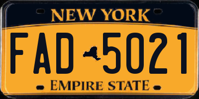 NY license plate FAD5021