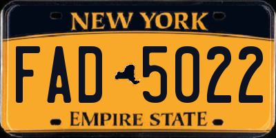 NY license plate FAD5022