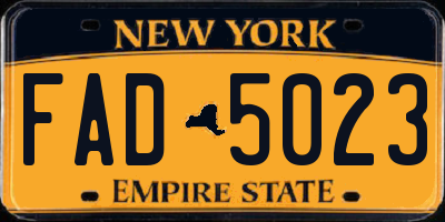 NY license plate FAD5023