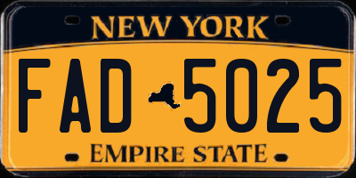 NY license plate FAD5025