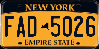 NY license plate FAD5026