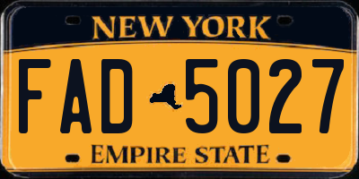 NY license plate FAD5027