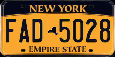 NY license plate FAD5028