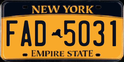 NY license plate FAD5031