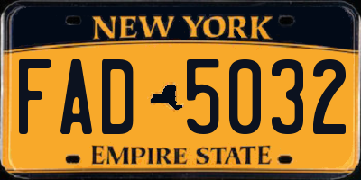 NY license plate FAD5032