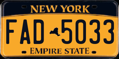 NY license plate FAD5033