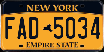 NY license plate FAD5034