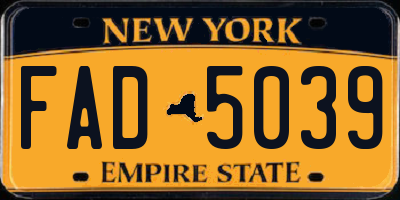 NY license plate FAD5039