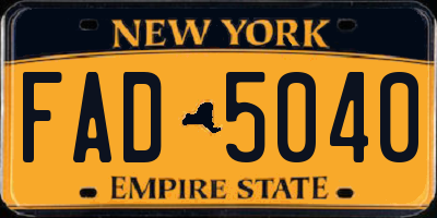 NY license plate FAD5040