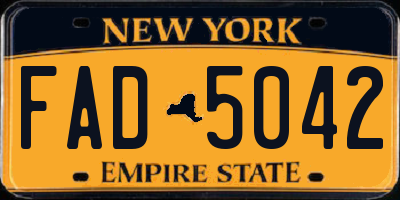 NY license plate FAD5042