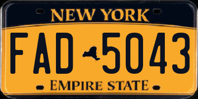 NY license plate FAD5043