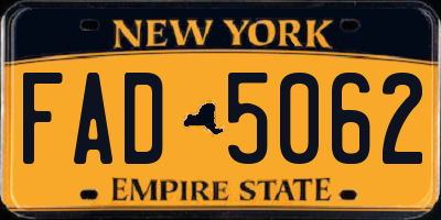 NY license plate FAD5062