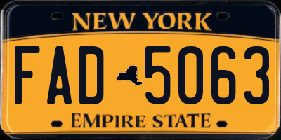 NY license plate FAD5063