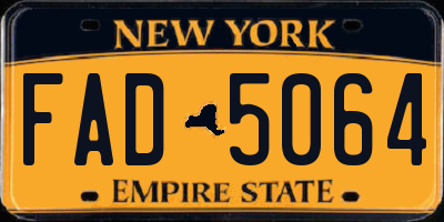 NY license plate FAD5064