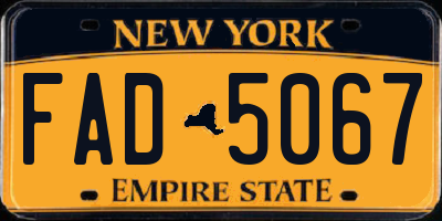 NY license plate FAD5067