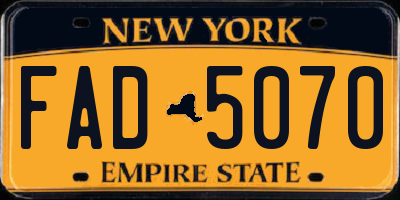 NY license plate FAD5070