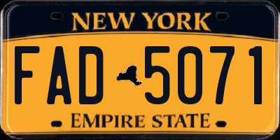 NY license plate FAD5071