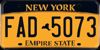 NY license plate FAD5073