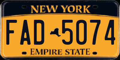 NY license plate FAD5074